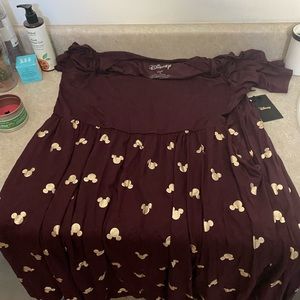 Maroon/ gold printed disney dress